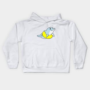 Dolphin at Swimming with Swim ring Kids Hoodie